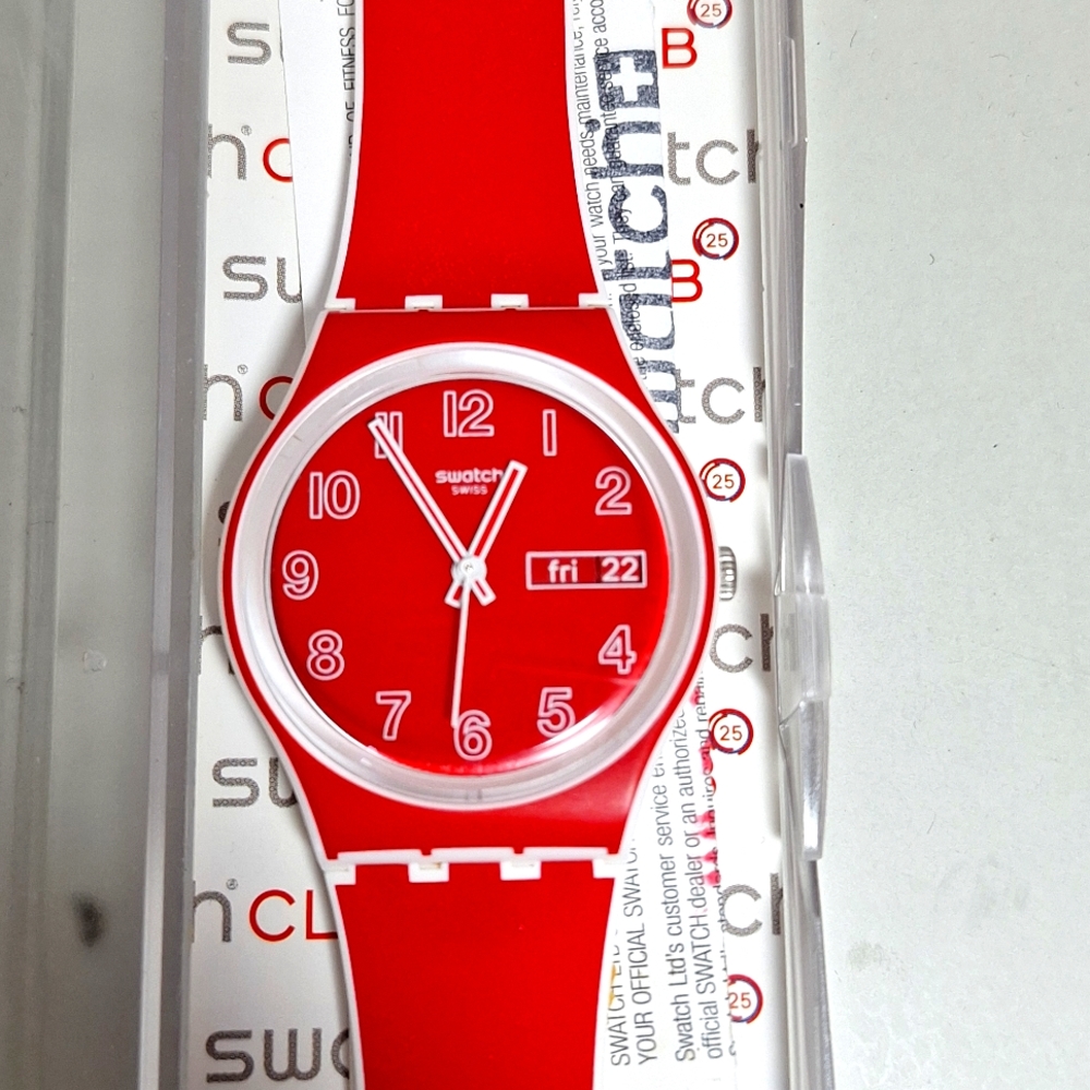 Swatch Watch Red With Date